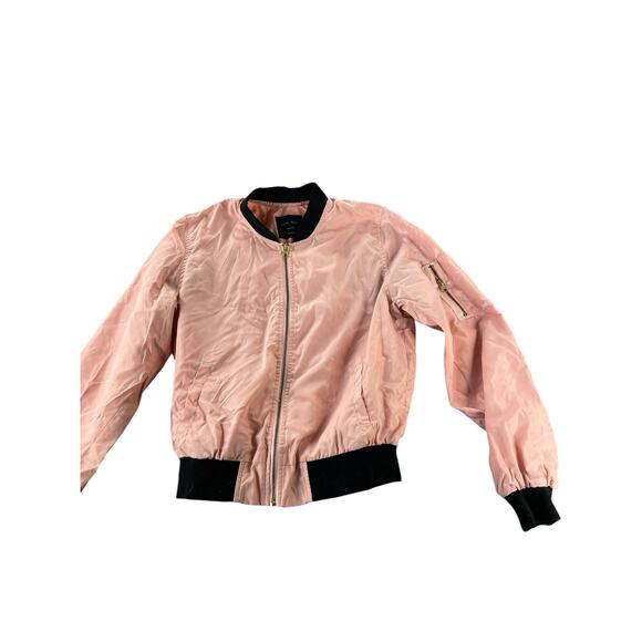 Love Tree Girls Pink Full Zip-Up Bomber Flight Jacket Youth Size Medium - Picture 1 of 6